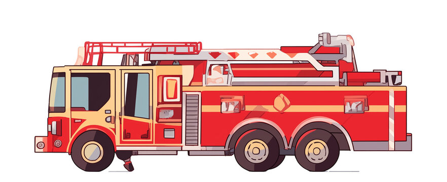 Fire department, fire truck on transparent background. Tool used by firefighters to put out fires. Graphic resources transparent background