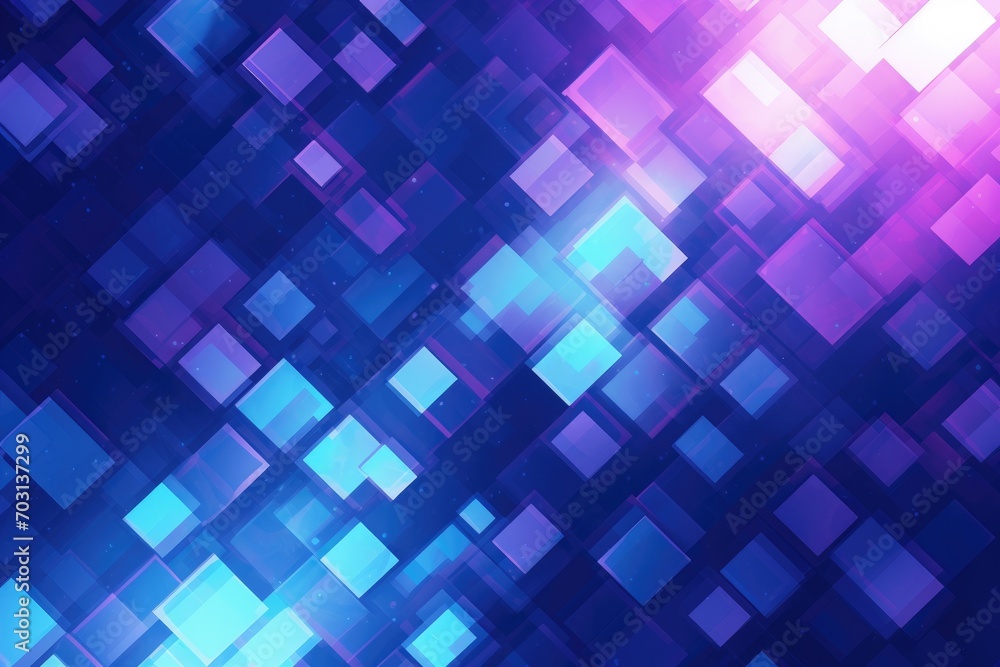 Poster abstract blue background with glowing squares. vector illustration for your design, random backgroun