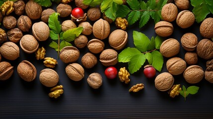Walnut nut is Juglans regia greater antioxidant activity - obrazy, fototapety, plakaty