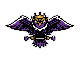 illustration of cartoon cardinal owl wearing crown