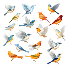 Obraz na płótnie Canvas collection of birds isolated on white background