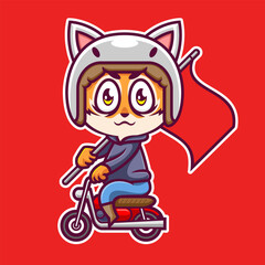 illustration of cartoon tiger riding motorcycle