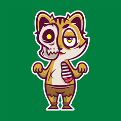 illustration of cute zombie tiger cartoon vector