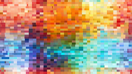 Seamless pattern background of a colorful mosaic of tiles or pixels with different shades, geometric abstract illustration backdrop