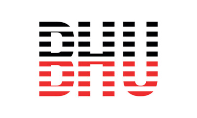 BHU three initial letter iconic line negative space minimal logo design vector template. monogram, abstract, wordmark, business, typography, minimalist, brand, company, flat, modern, unique, simple