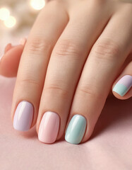 manicure, pastel colors, beautiful thin fingers