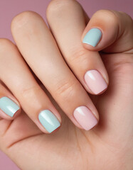 manicure, pastel colors, beautiful thin fingers