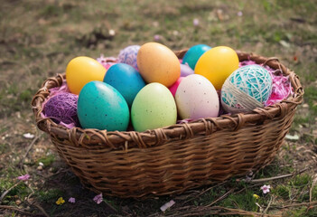 easter eggs in a basket