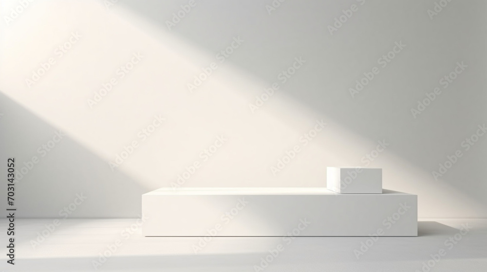 Poster abstract white light on wall background for display product. mockup with blank empty podium scene co
