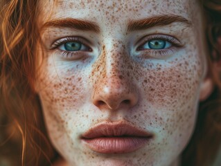 Obraz premium A woman with freckles on her face.