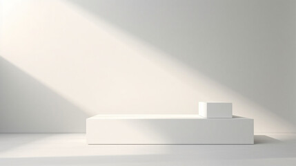 Abstract white light on wall background for display product. Mockup with blank empty podium scene concept with Generative Ai.