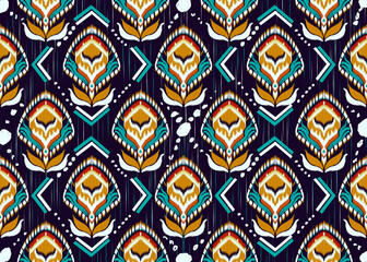 Traditional textile ikat pattern for silk fabric. Ethnic abstract art.