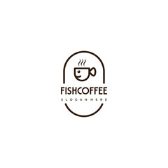 Fish combine with cup coffee logo, animal coffee logo concept