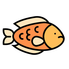 Fish Colored Outline Icon Design Vector