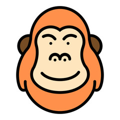 Gorilla Colored Outline Icon Design Vector