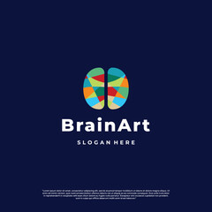 Abstract brain logo, Brain art logo design illustration