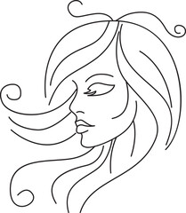 profile Face Woman icon line