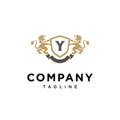 Obraz premium Letter Y Lion Shield vintage logo icon vector template