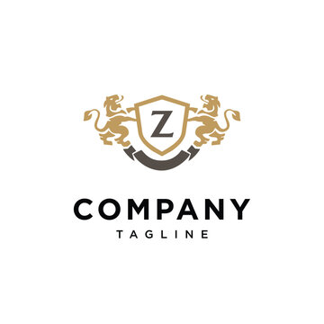 Letter Z Lion Shield vintage logo icon vector template