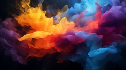 Colorful Smoke Cloud on Black Background