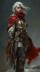 Fototapeta premium Beautiful human mage casting a spell in cloth garments, fantasy character