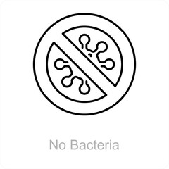 No Bacteria and bacteria icon concept 