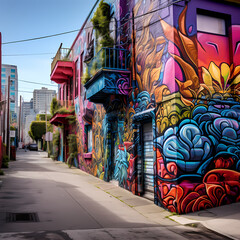 Colorful graffiti art on an urban street