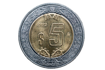 Moneda de 5 pesos mexicana edición 2023