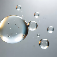 Transparent round water droplets