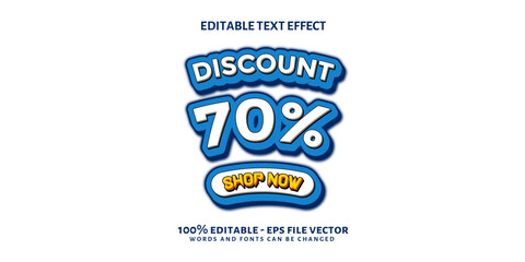 Discount 70% 3D Text Effect ,Editable Text Effect, Banner Promo Premium Vector
