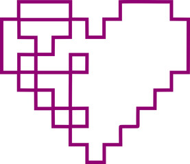 Heart outline pixel style vector illustration. Pixel heart Love symbol hand drawing stylized design element