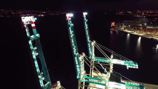 night view of sts in the harbor