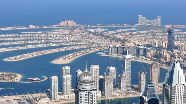 Aerial view of Dubai. Dubai is an affluent residential neighborhood known for The Beach.