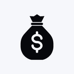 Money bag icon with dollar icon. Vector illustration.