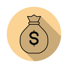 Money bag icon with dollar line icon. Vector illustration.