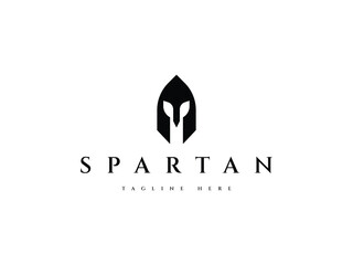 minimal spartan helmet silhouette logo design