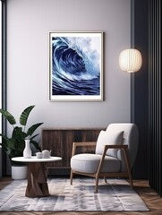 Abstract Nautical Setting: Waves Wall Prints To Transform Your Space