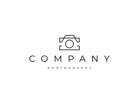 minimal camera photography line logo design