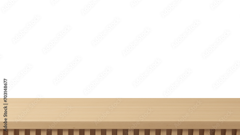 Poster empty space wooden table top surface object isolated on empty background for interior design element