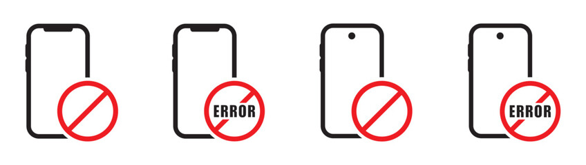 Mobile phone error icon, Phone blocked icon, vector illustration - obrazy, fototapety, plakaty