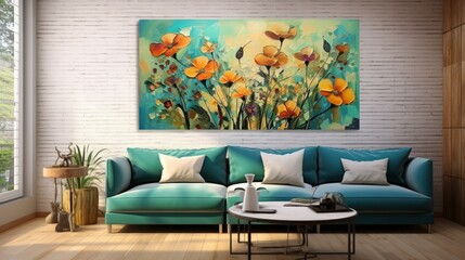 Elegant Interior with Beautiful Floral Art