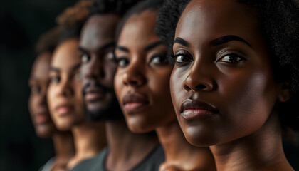face of group of black people - obrazy, fototapety, plakaty