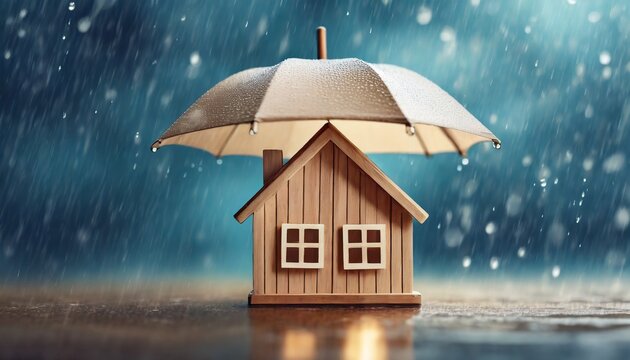 Safe Haven in the Storm: Home Insurance and Protection Under a Blue Rainy Sky"