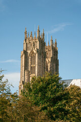 Fototapeta premium Towers of Beverley Minster viewed from the south, Beverley, East Yorkshire, Cathedral