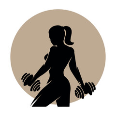 a woman with dumbbells
