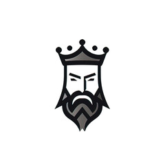 Design of minimalist logo featuring a king in black