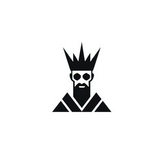 Design of minimalist logo featuring a king in black