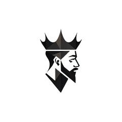 Design of minimalist logo featuring a king in black