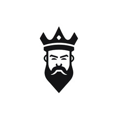 Design of minimalist logo featuring a king in black 