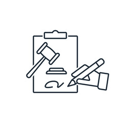 New legislation. We are introducing new norms, standards.  Vector linear icon illustration isolated on white background.